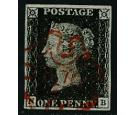 1840. 1d Black. Plate 8. Lettered N-B. Brilliant fine used...