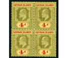 SG29. 1908 4d Black and yellow/red. A beautiful block...