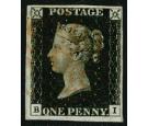 1840. 1d Black. Plate 8. Lettered B-I. Very fine used...