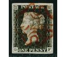1840. 1d Black. Plate 2. Lettered D-F. Superb fine used...