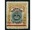 SG146a. 1906 4c on 18c Black and Pale Brown. No Stop After "CENT