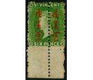 SG33a. 1881 1/2d on half of 6d Bright green. 'Unsevered Pair'. A