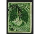 SG86. 1862 1/- Deep green. 'Pelure Paper'. Superb used...