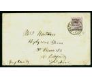 SG10. 1900 6d on 3d Lilac and black. Superb used on cover to Eng