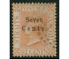 SG21. 1879 7c on 32c Pale red. A very fine used...