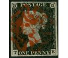 1840. 1d Intense Black. Plate 2. Lettered T-E. Very fine...