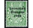 SG52b. 1922 1/2d Green. 'Accent Inserted By Hand'. Superb fresh