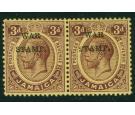 SG72eb. 1916 3d Purple/lemon. 'S' Inserted by hand. Very fine...