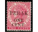 SG41. 1890 1c on 2c Bright Rose. Superb mint with...