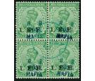 SG M34. 1915 1/2a Light green. A superb fine used block...