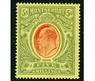 SG47. 1909 5/- Red and green/yellow. Superb fresh mint with...