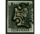 1840. 1d Black. Plate 3. Lettered G-B. Superb...