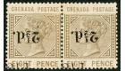 SG47d. 1891 2 1/2d on 8d Grey-brown. 'Surcharge Double, One Inve