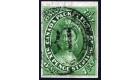 SG12. 1857 7 1/2d Yellow-green. Superb top sheet marginal used..
