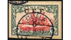 SG B13. 1915 5s on 5m Carmine and black. Superb used on piece...