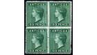 SG9. 1863 6d Deep green. Superb fresh mint block of four...