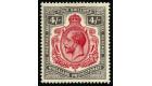 SG95d. 1913 4/- Carmine and black. 'Nick in top right scroll'. V