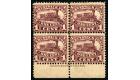 SG8. 1860 1c Purple Very fine imprint sheet marginal block of 4.