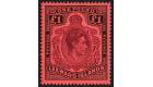 SG114. 1938 £1 Brown-purple and black/red. Superb well centred.