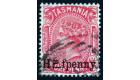SG167a. 1889 1/2d on 1d Scarlet. 'al' of 'Half' printed sideways