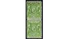 SG92a. 1902 1/2a Yellow-green 'Overprint omitted, in pair with n