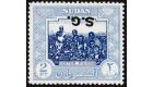 SG O74a. 1951 2p Deep blue and pale blue 'Overprint Inverted' U/