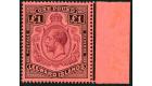 SG80b. 1928 £1 Purple and black/red. 'Broken Crown and Scroll'.