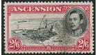 SG45cb. 1944 2/6 Black and deep carmine. 'Cut mast and railings'