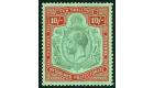 SG113h. 1927 10/- Green and scarlet/emerald. Superb fresh well c