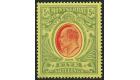 SG47. 1909 5/- Red and green/yellow. Brilliant fresh mint...
