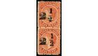 SG34/35. 1881 2 1/2 on 1d Dull red. Superb fresh mint pair...