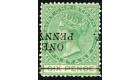 SG24a. 1886 1d on 6d Green 'Surcharge Inverted'. Superb fresh we