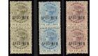 SG27s-29s. 1886 Set of 3 'SPECIMEN'. Brilliant U/M mint pairs...