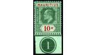 SG195. 1910 10r Green and red/green. Brilliant U/M pl no sheet m
