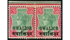 GWALIOR. SG34b. 1896 1r Green and carmine 'GWALICR' for 'GWALIOR