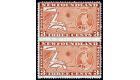 SG258ecb. 1937 3c Orange-brown 'Imperforate Between (Vertical Pa
