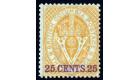 SG31. 1869 25c Yellow. Choice superb fresh mint...