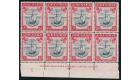 SG163b. 1943 10/- Slate-blue and bright carmine (narrow). Super 