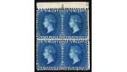 SG6. 1866 4d Deep blue. Very fine top sheet marginal mint block 