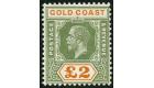 SG102. 1921 £2 Green and orange. Superb fresh mint...