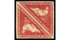 SG5b. 1858 1d Deep rose-red. Superb fresh mint pair...