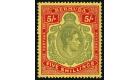 SG118c. 1942 5/- Bronze-green and carmine-red/pale yellow. Brill