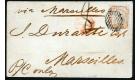 SG24. 1859 1d Red-brown/grey. Wrapper to Marseilles...