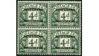 SG D6. 1951 4d Dull grey-green. Postage Due. U/M block of 4...