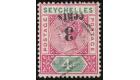 SG15a. 1893 3c on 4c Carmine and green. 'Surcharge Inverted'. Su