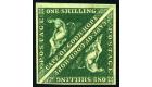 SG8b. 1859 1/- Deep dark green. Superb fresh mint pair...
