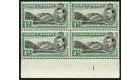 SG39. 1938 1d Black and green. Superb U/M Plate Number block...