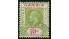 SG116x. 1921 10d Pale sage-green and carmine. 'Watermark Reverse