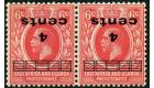 SG64c. 1919 4c on 6c Scarlet. 'Surcharge Inverted'. Superb fresh