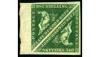 SG8b. 1859 1/- Deep dark green. Superb fresh sheet marginal mint